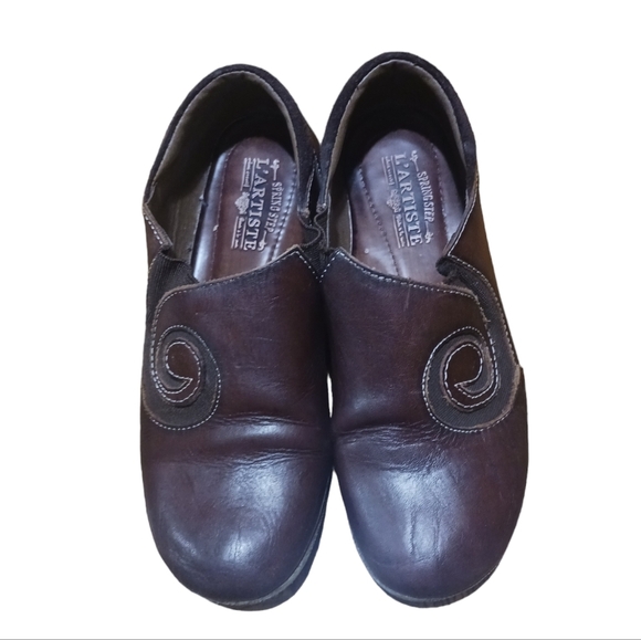 L' Artiste Spring Step Comfort Burgundy Brown Leather Slip On Casual Sho… - Picture 2 of 12